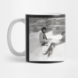 Girls in the Snow, 1922. Vintage Photo Mug